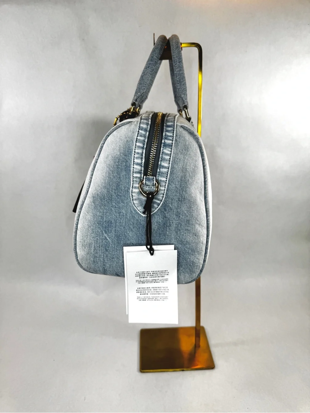 NWT Coach Rowan Large Satchel Bag in Loved Denim with Charms CDY75 Light Indigo